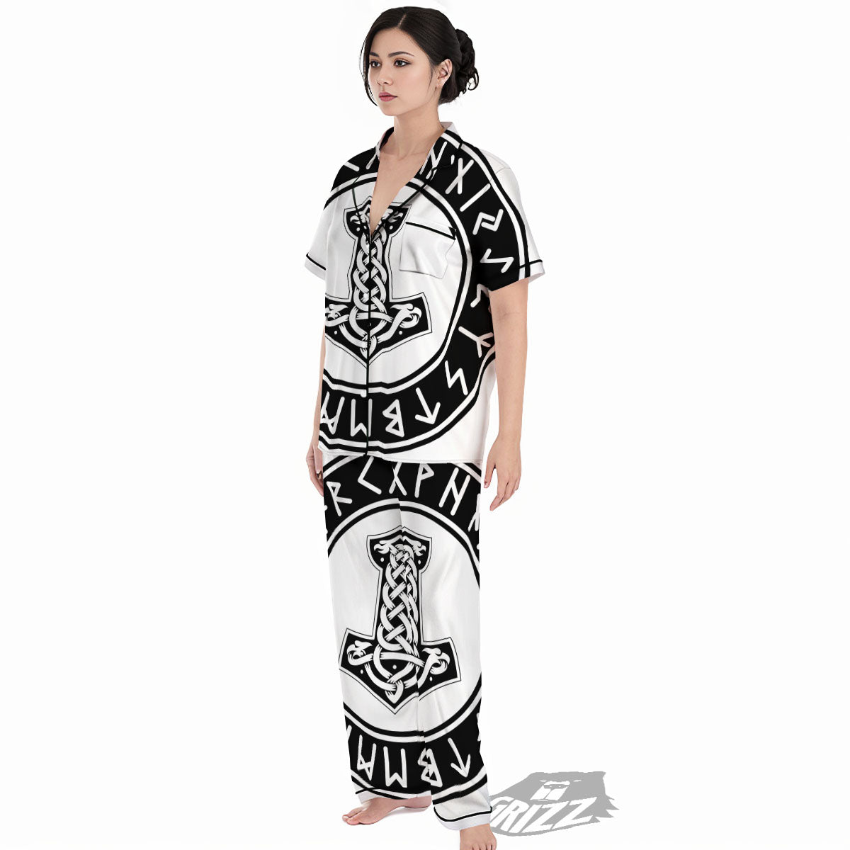 Mythology Mjolnir Norse Print Women's Pajamas Set-grizzshop