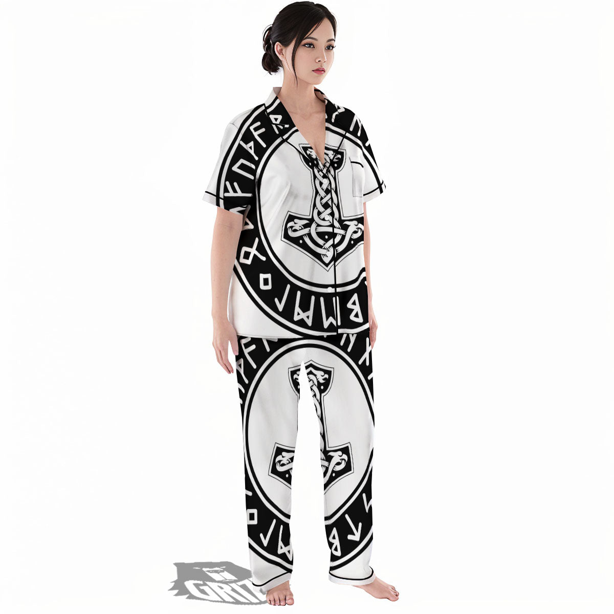 Mythology Mjolnir Norse Print Women's Pajamas Set-grizzshop