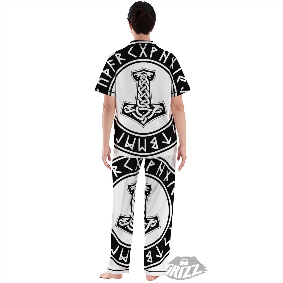Mythology Mjolnir Norse Print Women's Pajamas Set-grizzshop