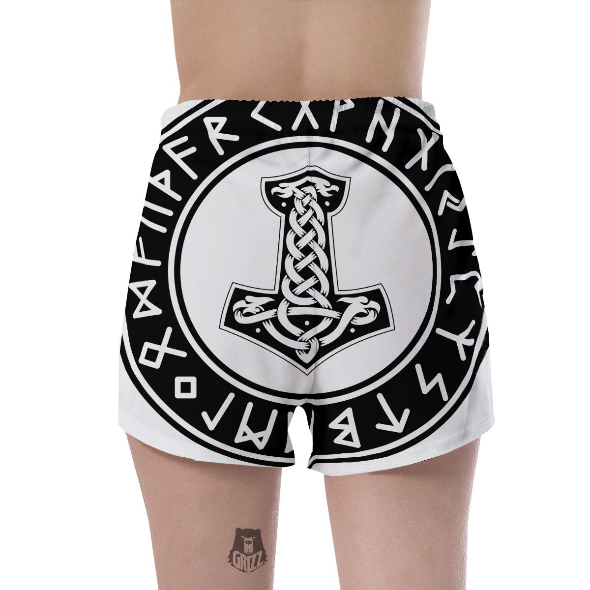 Mythology Mjolnir Norse Print Women's Shorts-grizzshop