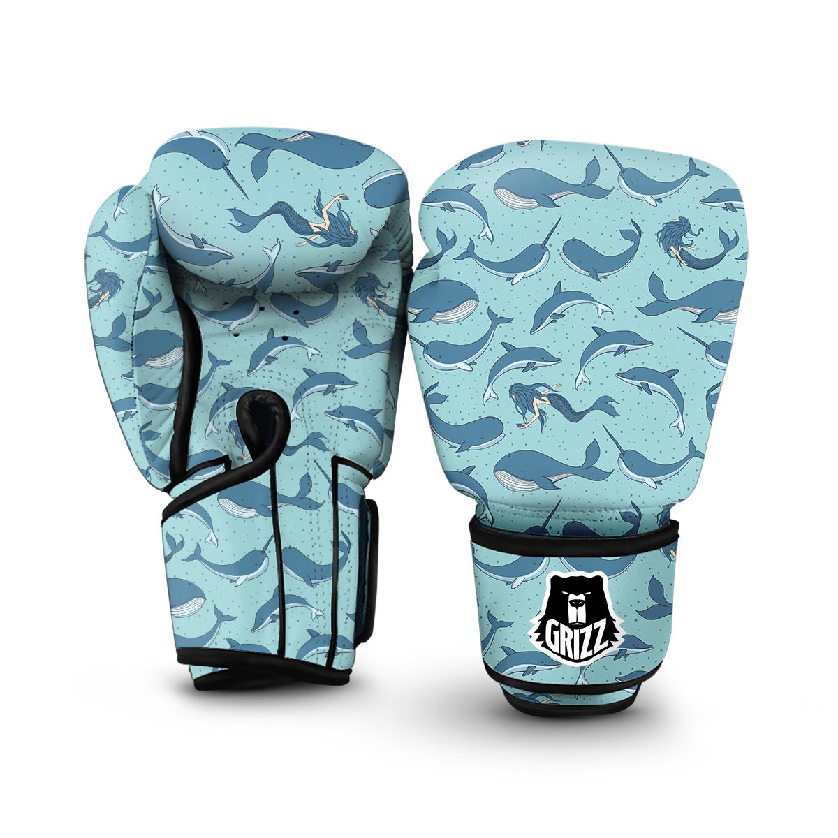 Narwhal Print Pattern Boxing Gloves-grizzshop