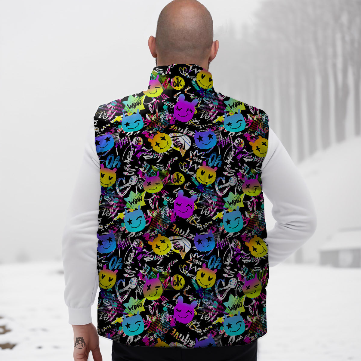 Narwhal Print Pattern Down Vest-grizzshop