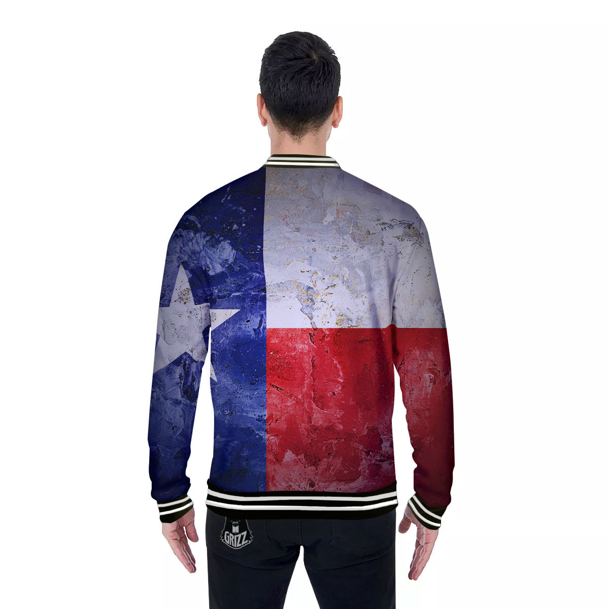 National Texas Flag Print Baseball Jacket-grizzshop