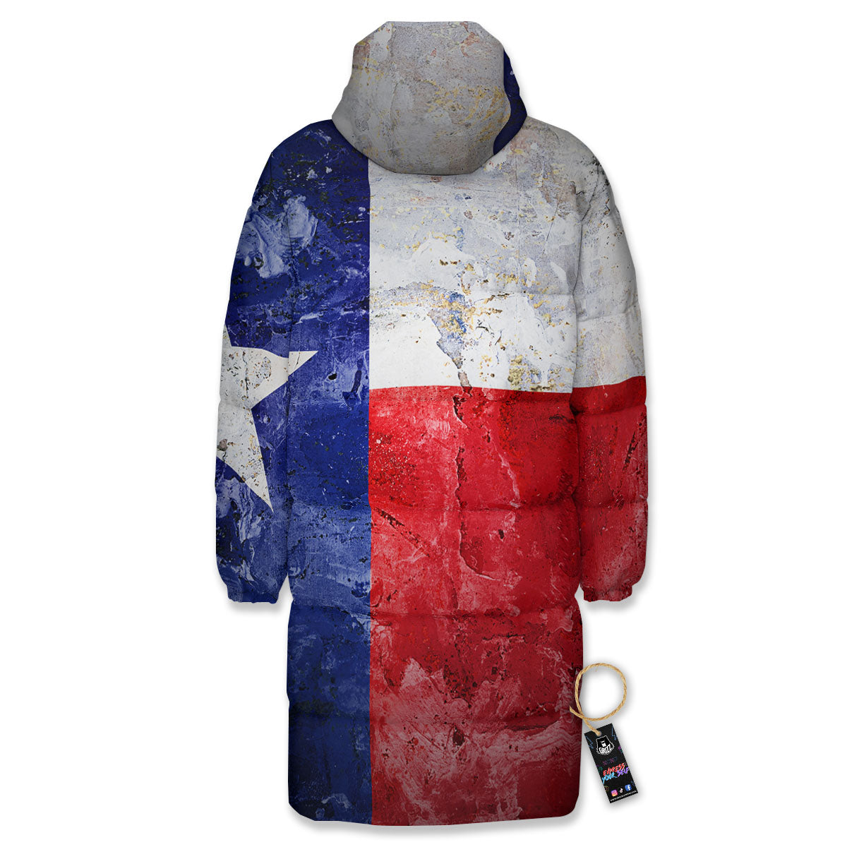 National Texas Flag Print Long Down Jacket-grizzshop