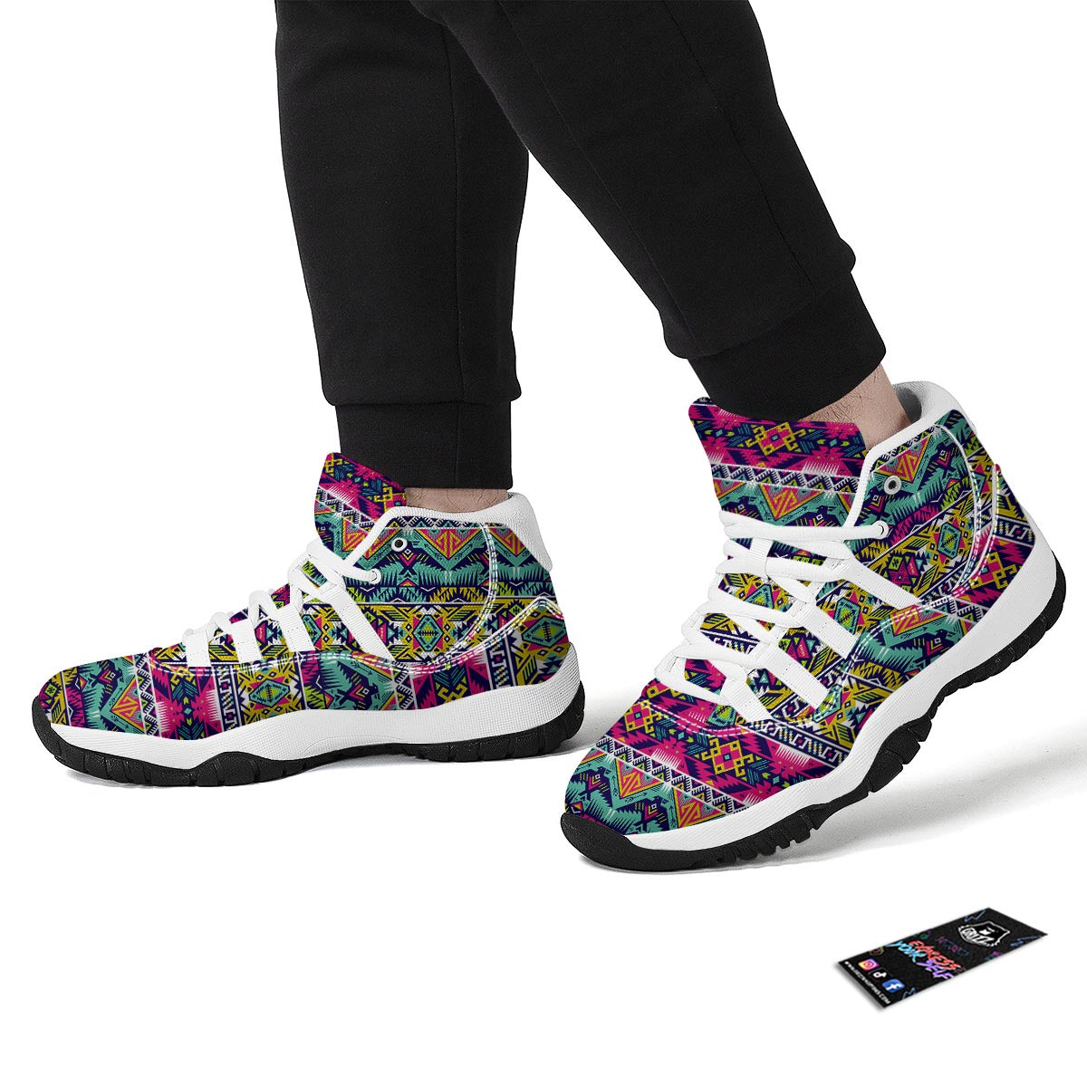 Native American Indians Aztec Tribal Navajo Print White Bball Shoes-grizzshop