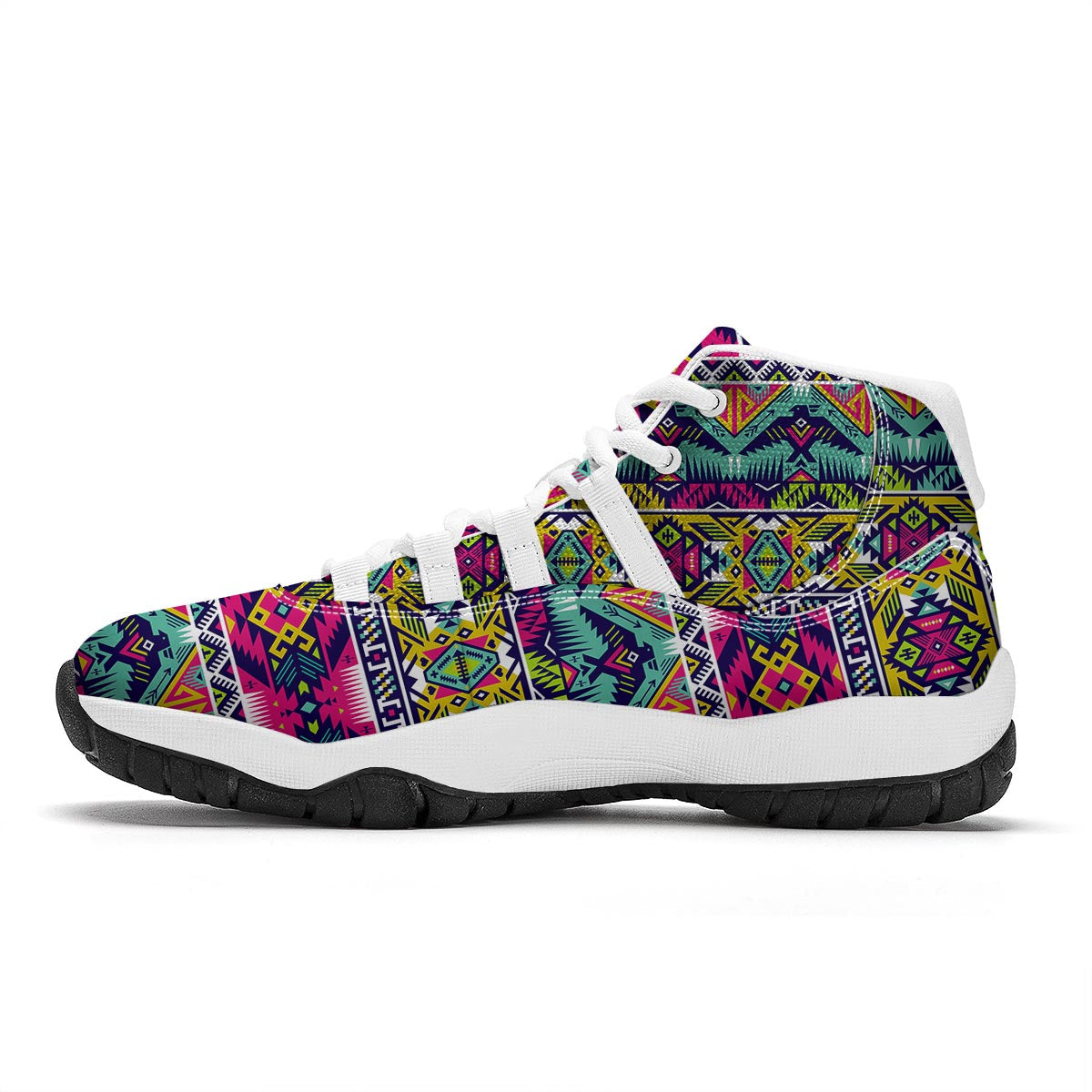 Native American Indians Aztec Tribal Navajo Print White Bball Shoes-grizzshop