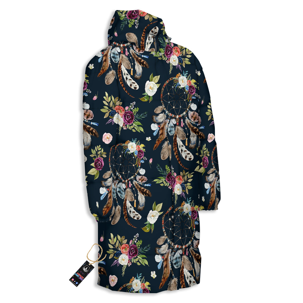 Native Dream Catcher Vintage Print Pattern Long Down Jacket-grizzshop