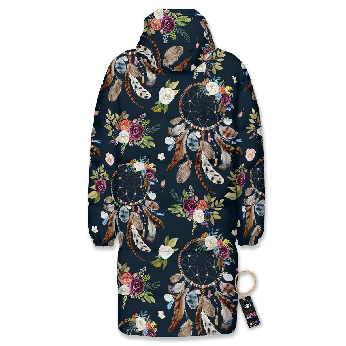 Native Dream Catcher Vintage Print Pattern Long Down Jacket-grizzshop