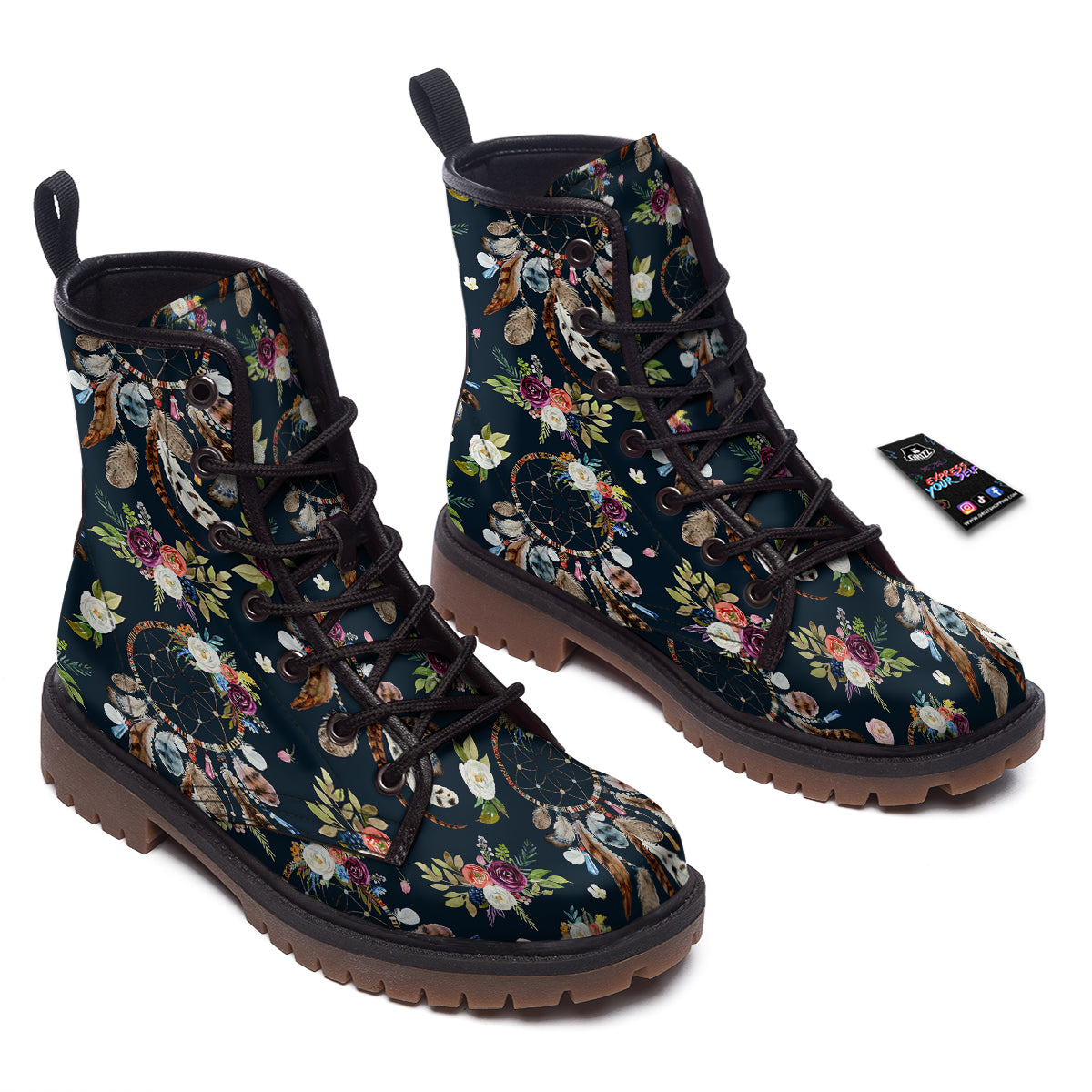 Native Dream Catcher Vintage Print Pattern Work Boots-grizzshop