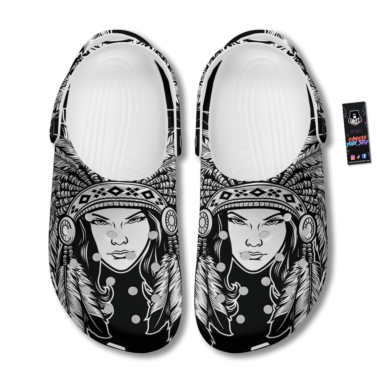 Native Indian Girl Tribal Print Clog-grizzshop