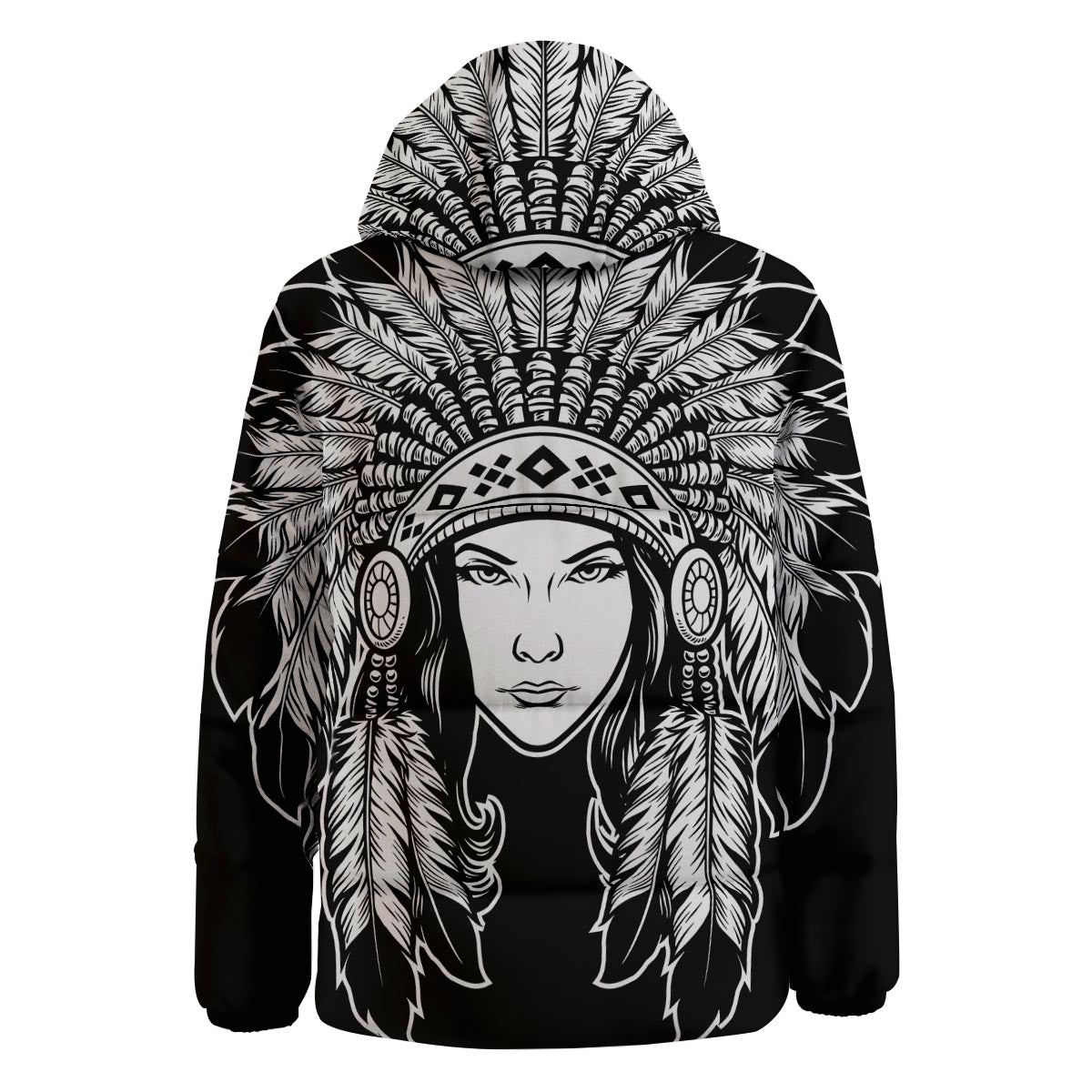 Native Indian Girl Tribal Print Down Jacket-grizzshop