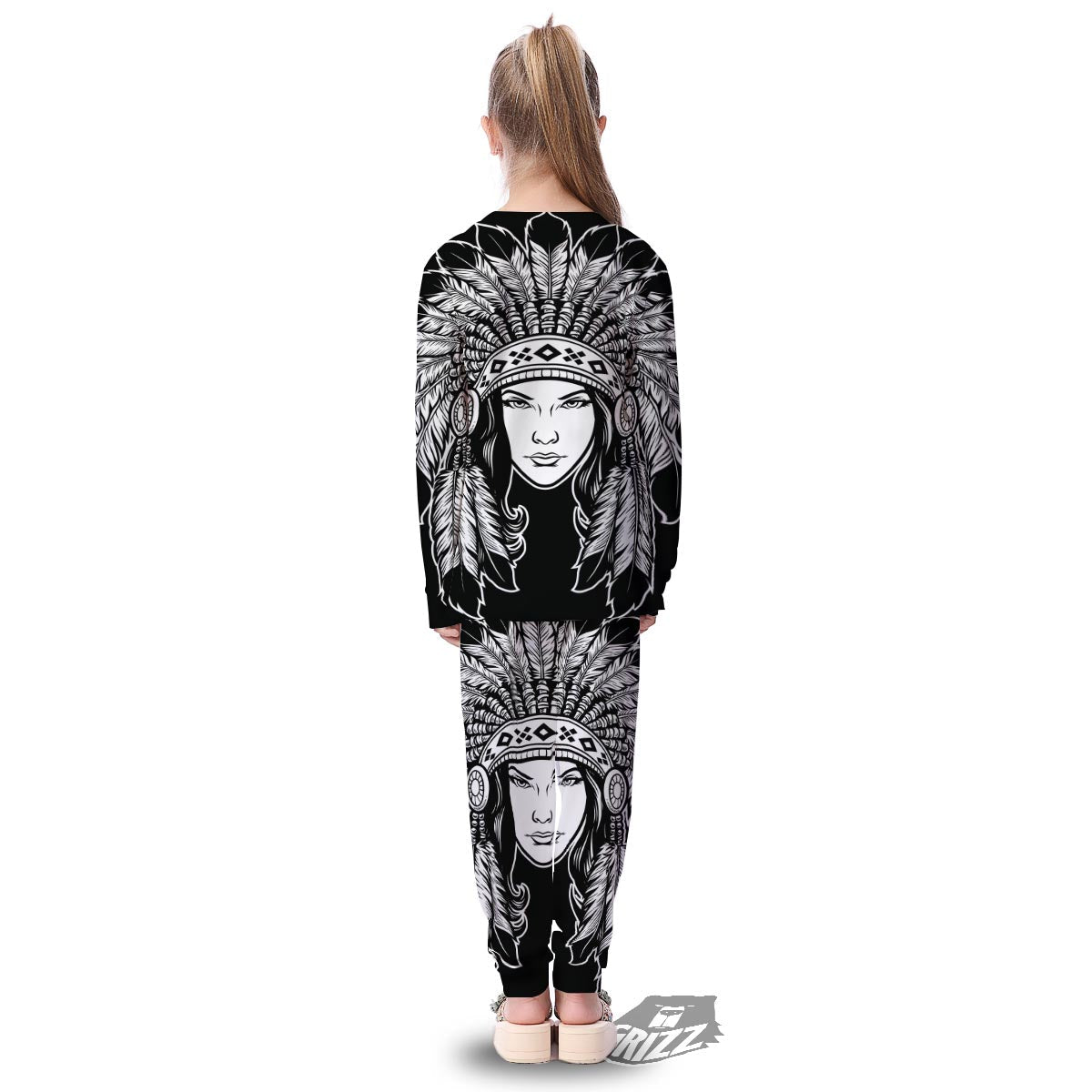 Native Indian Girl Tribal Print Kid's Pajamas-grizzshop