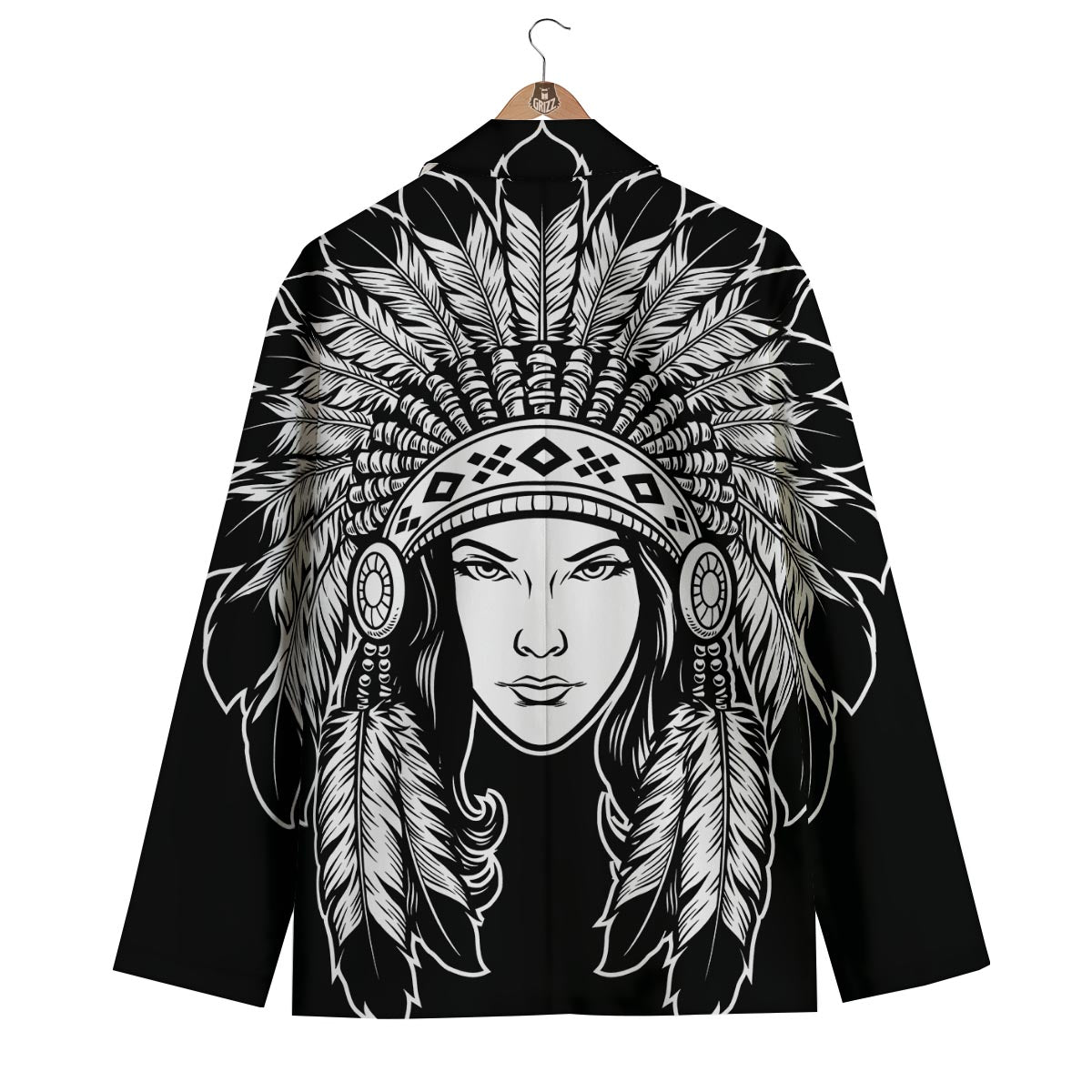 Native Indian Girl Tribal Print Men's Blazer-grizzshop