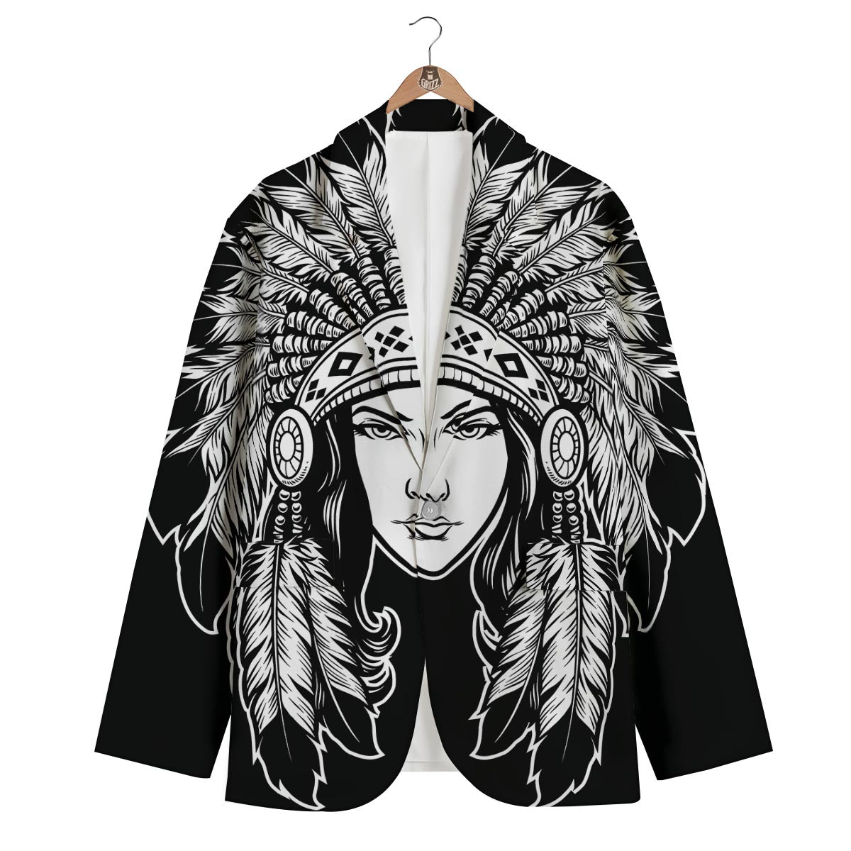 Native Indian Girl Tribal Print Men's Blazer-grizzshop