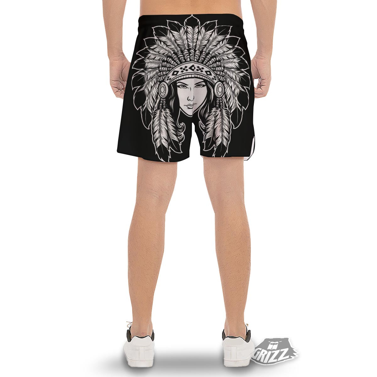 Native Indian Girl Tribal Print Men's Gym Shorts-grizzshop