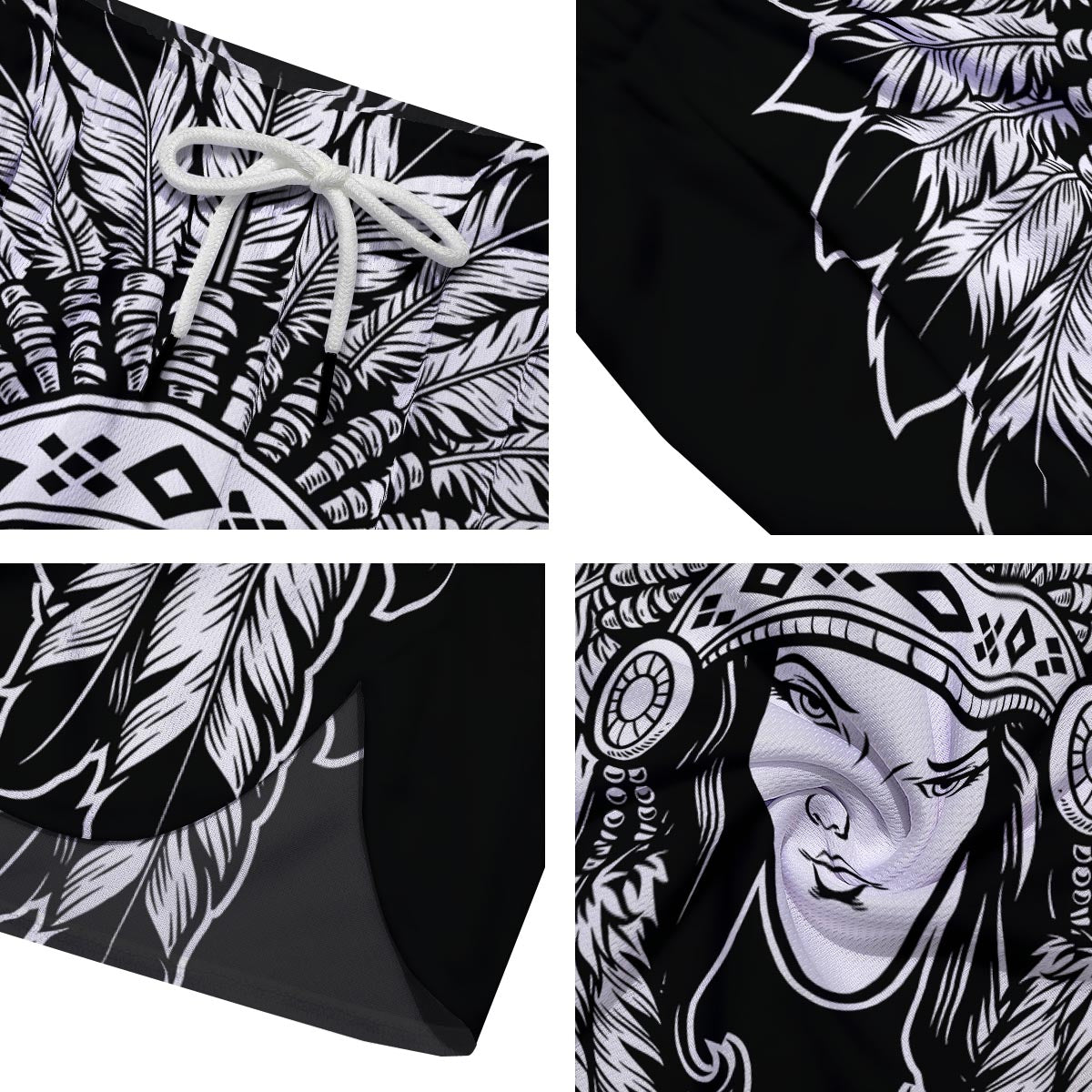 Native Indian Girl Tribal Print Men's Running Shorts-grizzshop