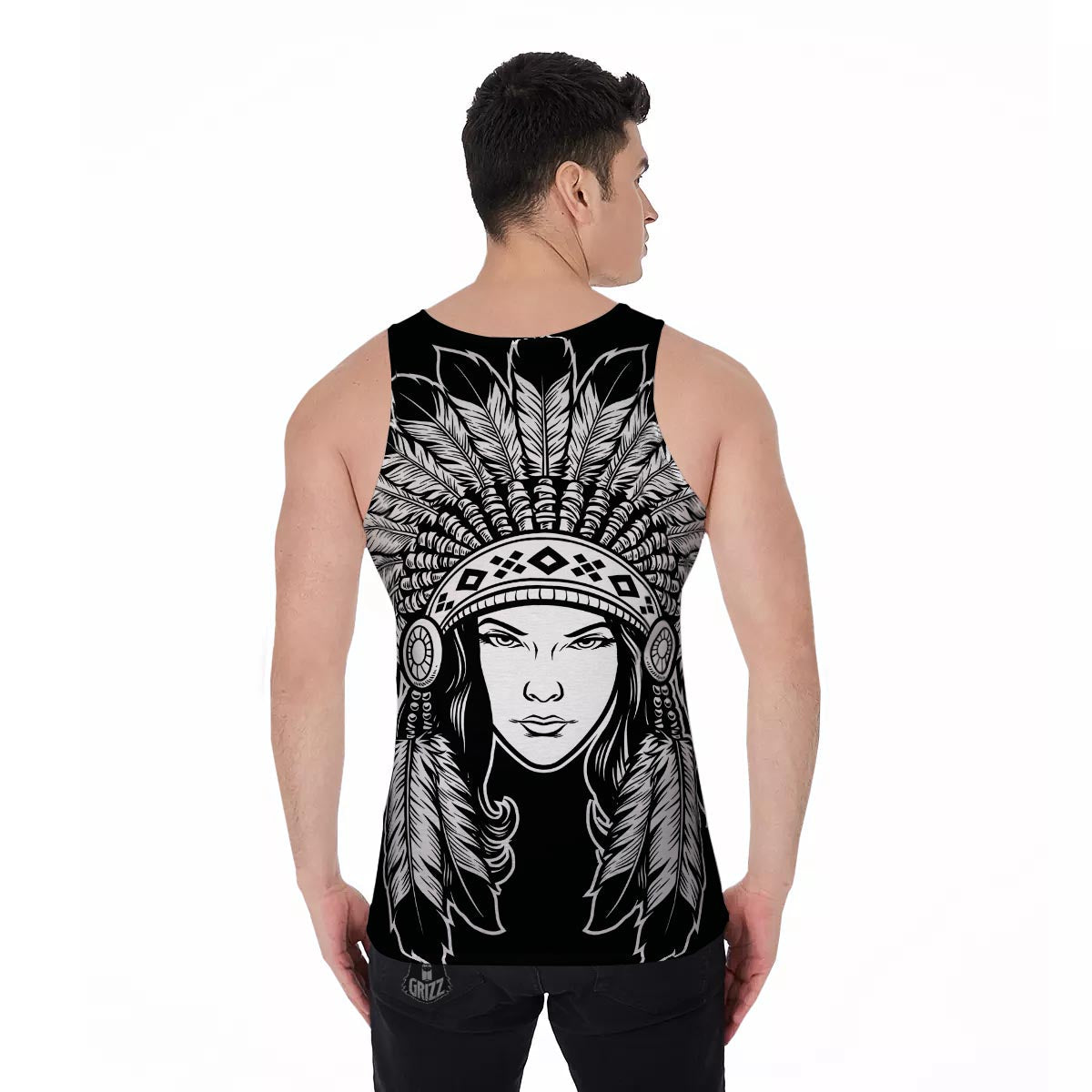 Native Indian Girl Tribal Print Men's Tank Top-grizzshop