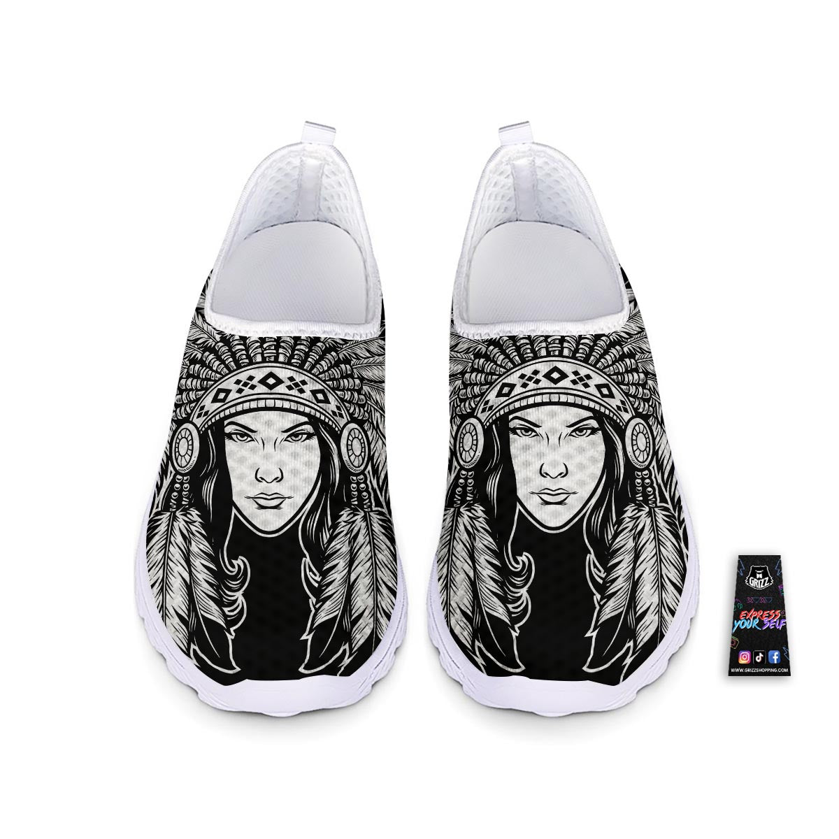 Native Indian Girl Tribal Print Nurse Shoes-grizzshop