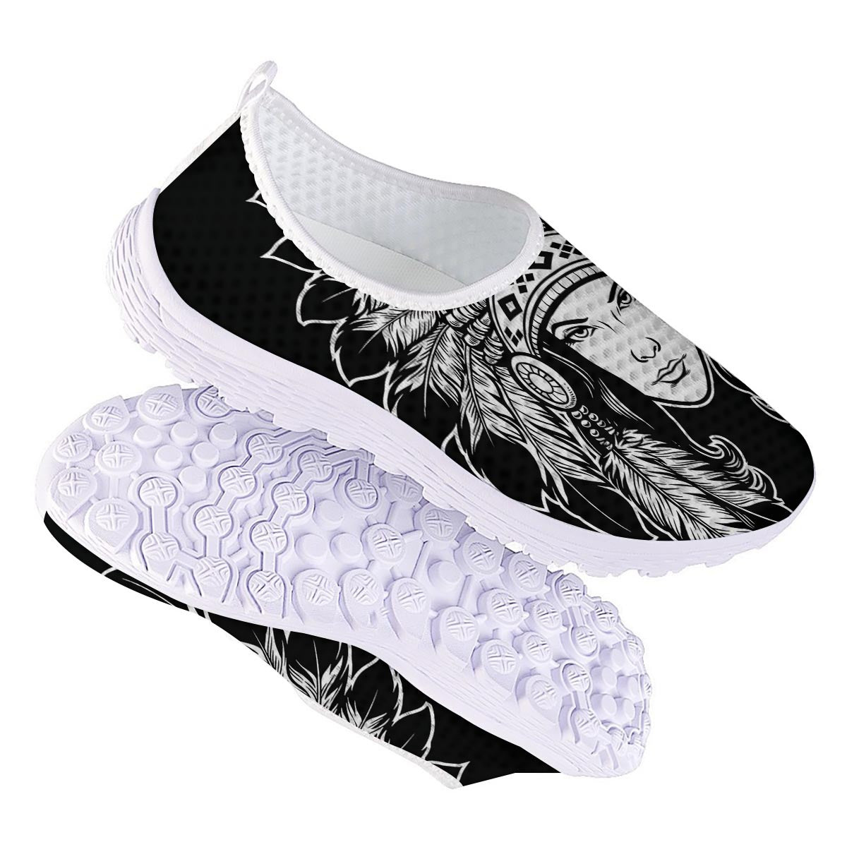 Native Indian Girl Tribal Print Nurse Shoes-grizzshop