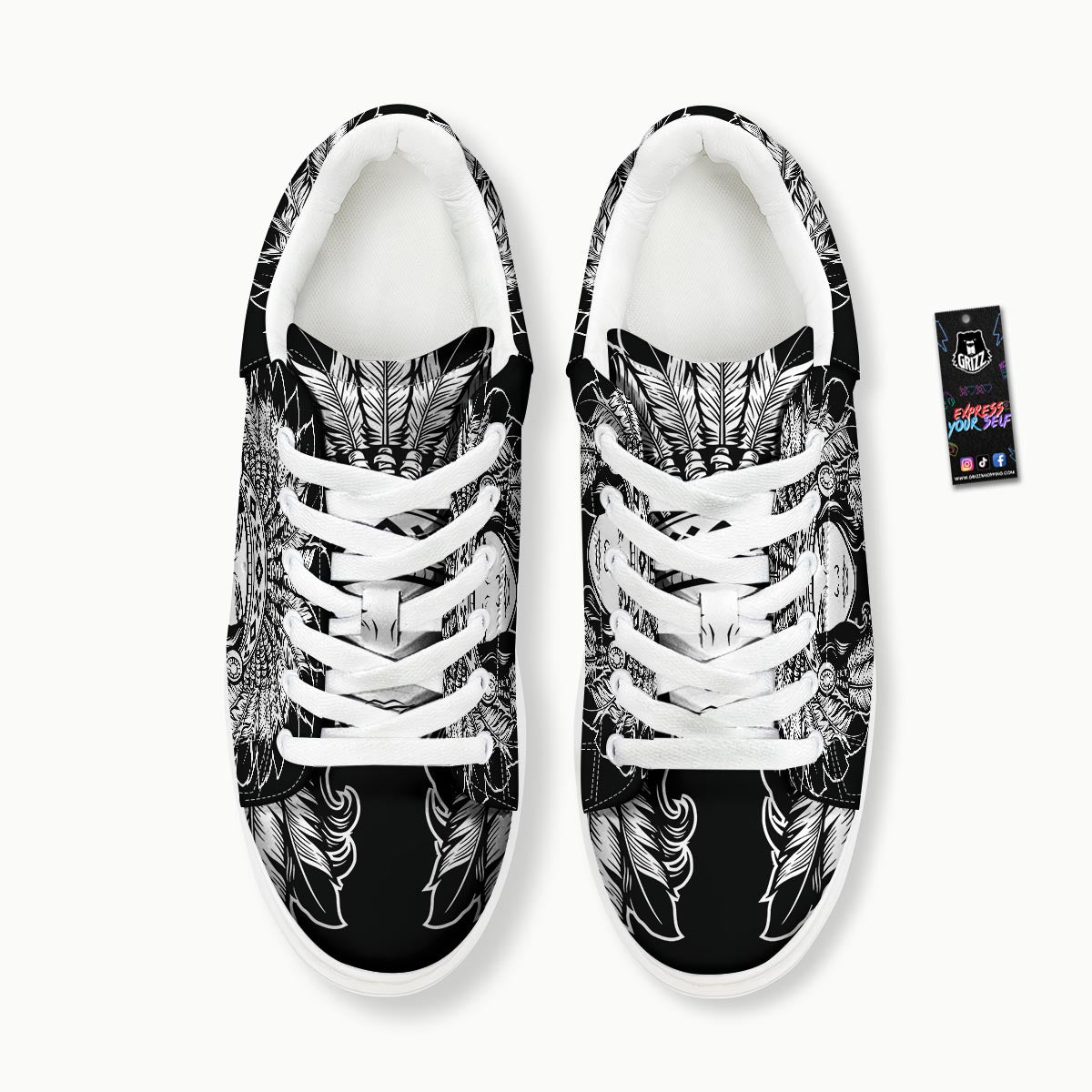Native Indian Girl Tribal Print Platform Shoes-grizzshop