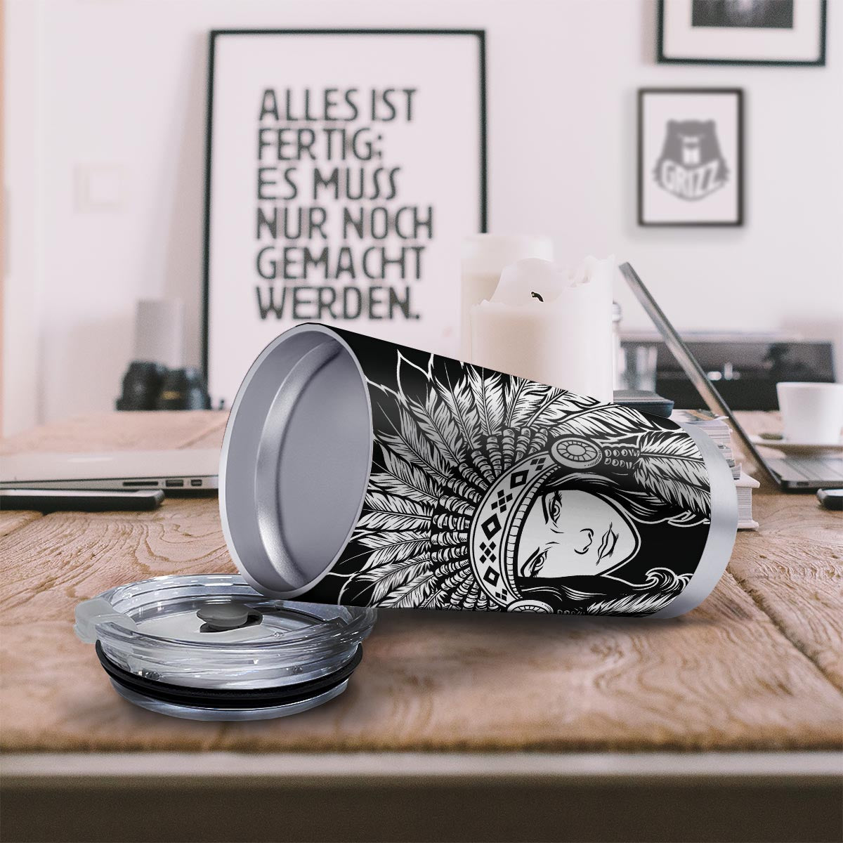 Native Indian Girl Tribal Print Tumbler-grizzshop