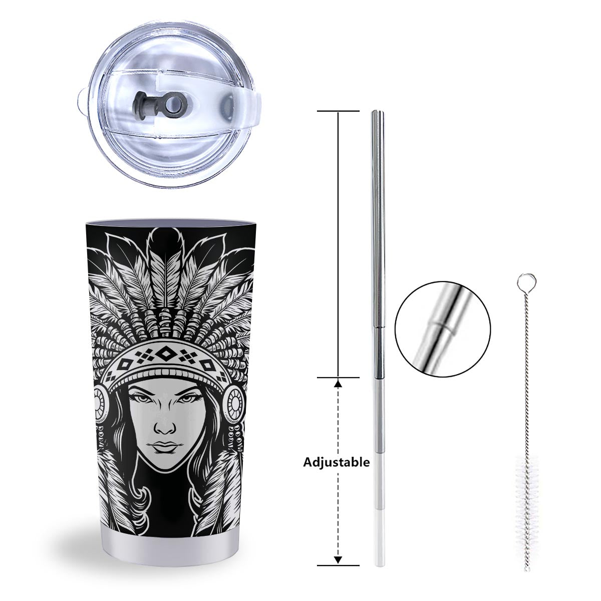 Native Indian Girl Tribal Print Tumbler-grizzshop