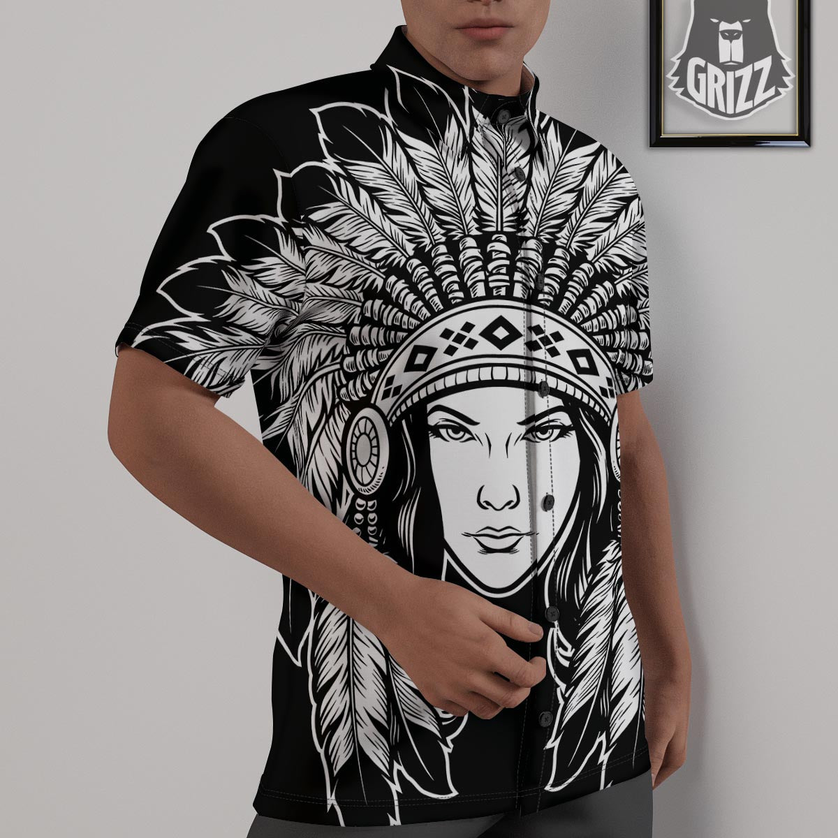 Native Indian Girl Tribal Print Untucked Shirts-grizzshop