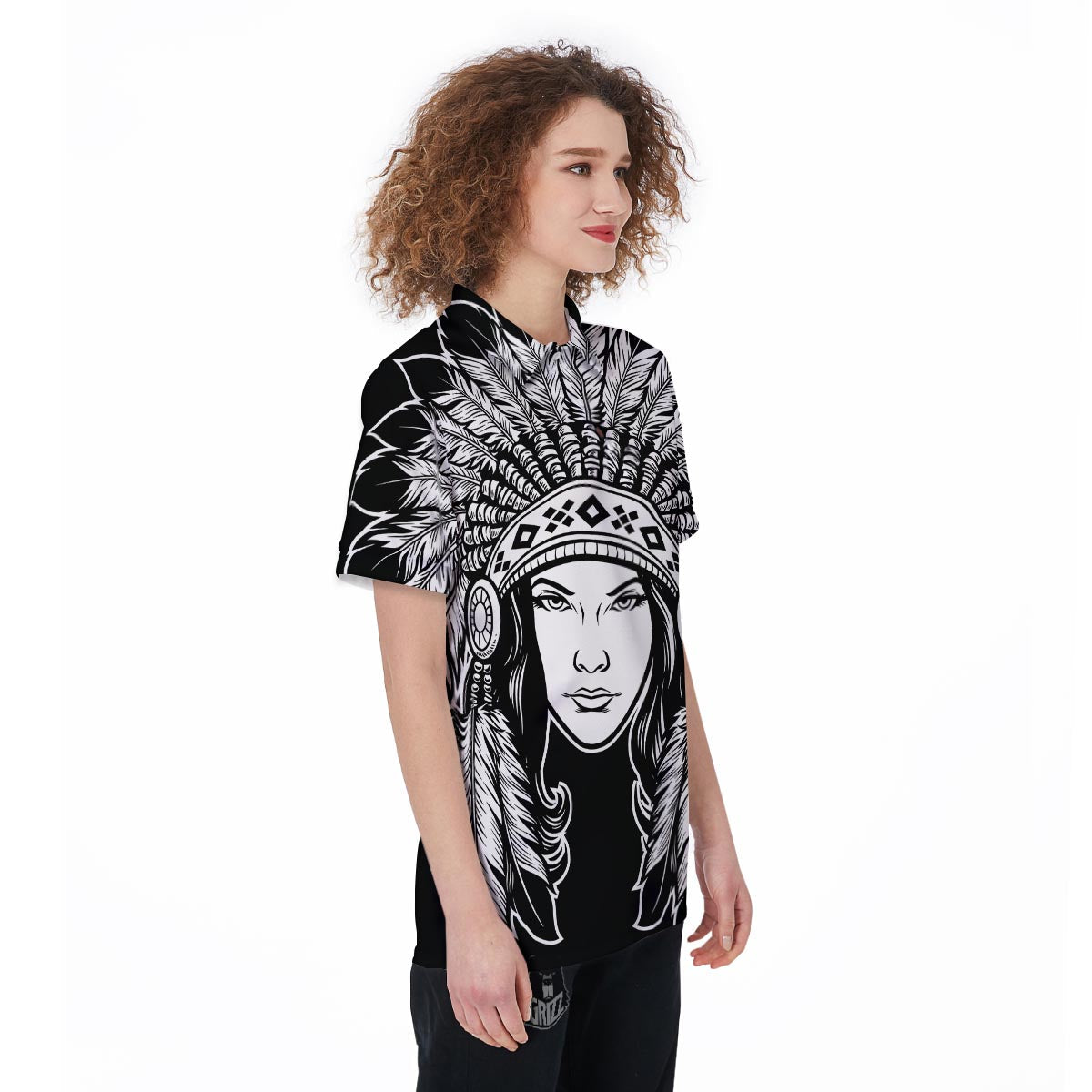 Native Indian Girl Tribal Print Women's Golf Shirts-grizzshop