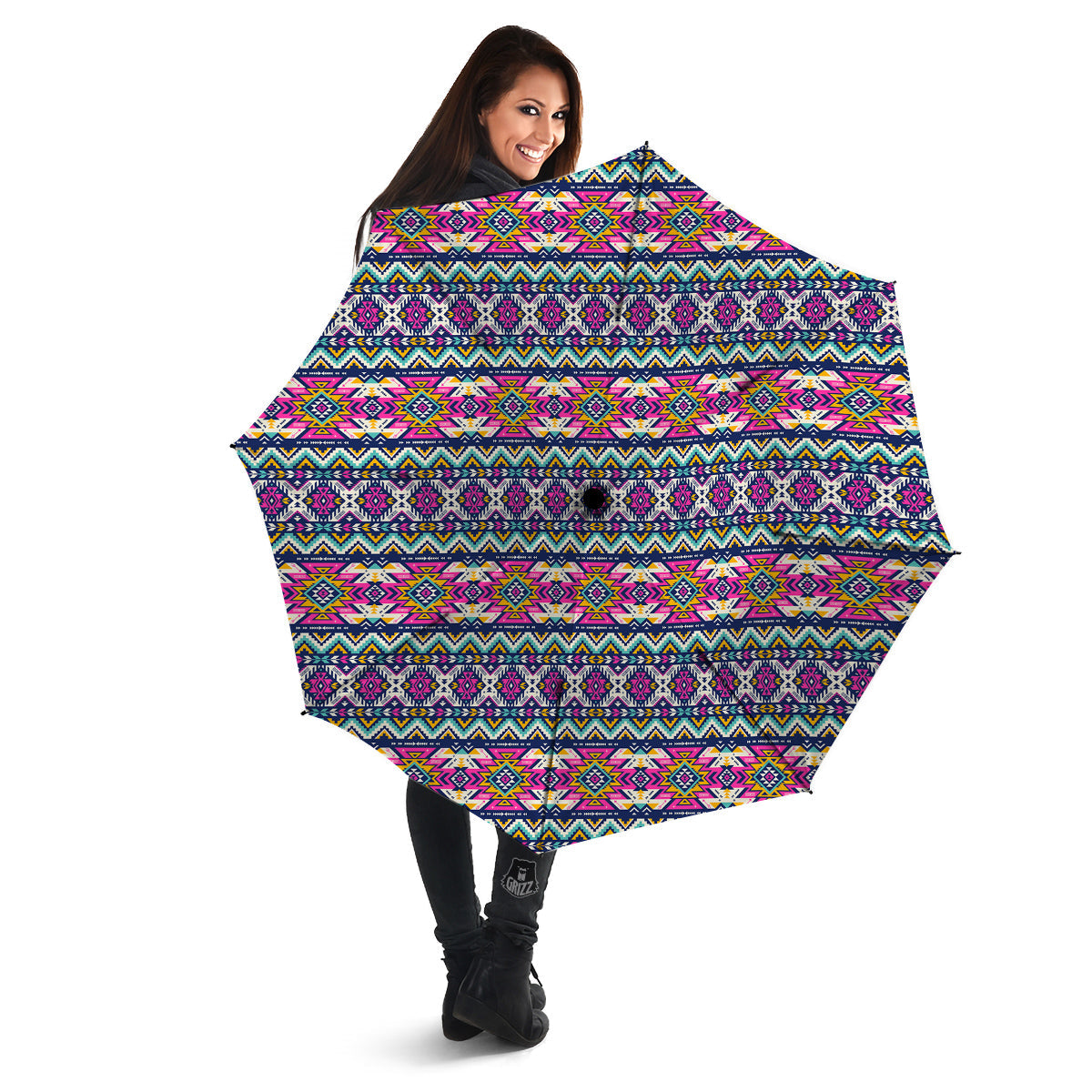 Native Navajo Colorful Geometric Print Umbrella-grizzshop
