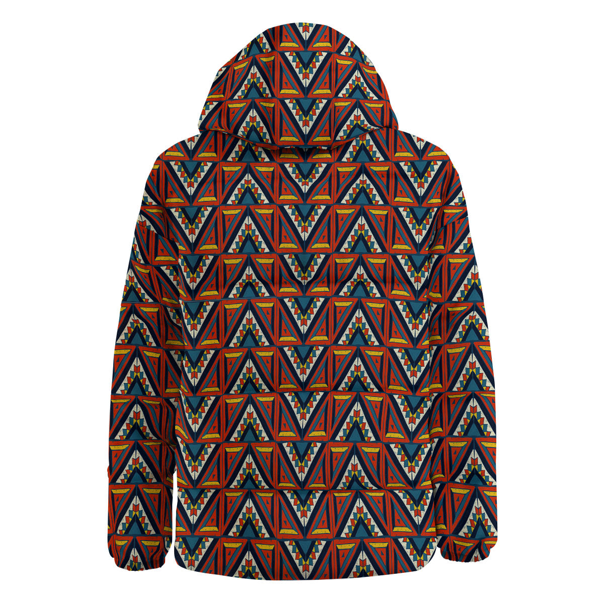Native Tribal White And Red Print Down Jacket-grizzshop