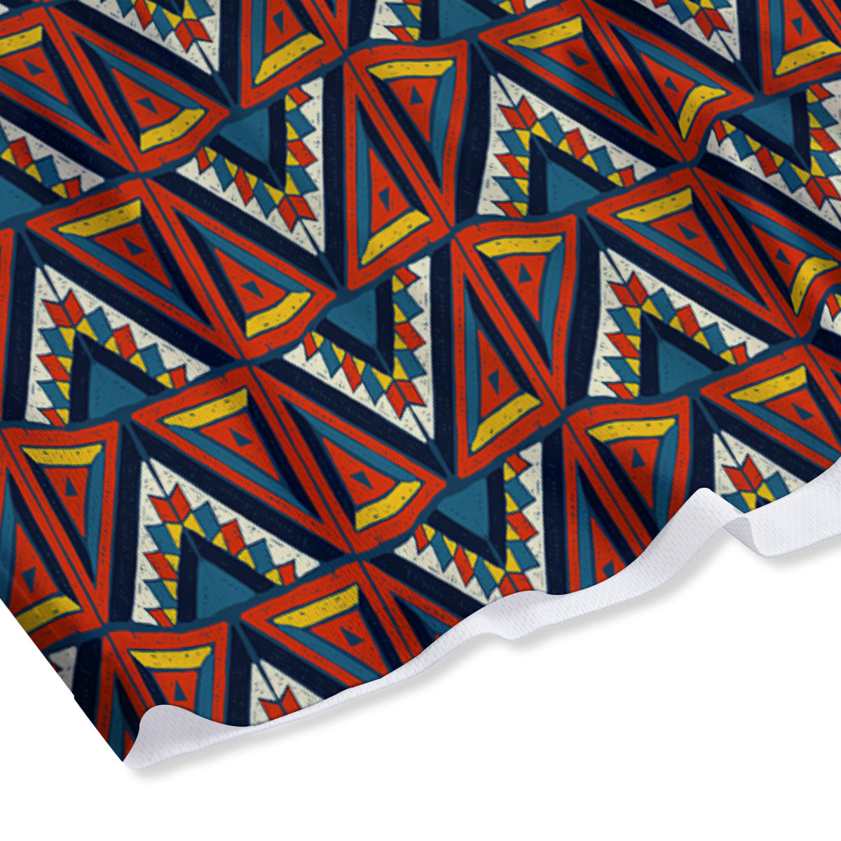 Native Tribal White And Red Print Mesh Shorts