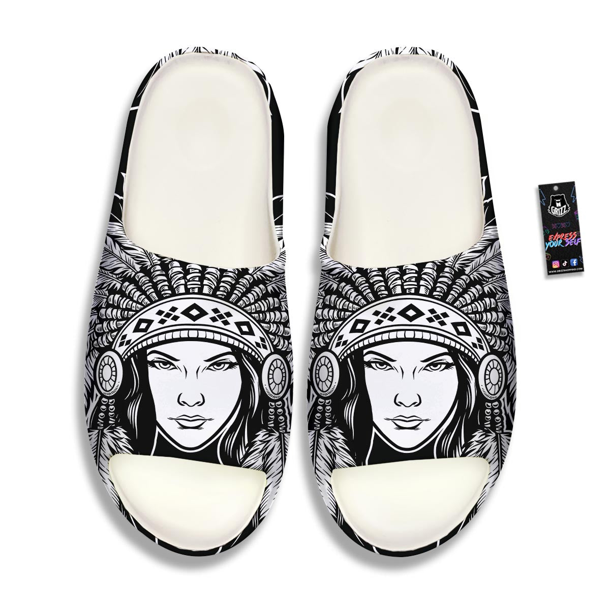 Native Indian Girl Tribal Print Sandals-grizzshop