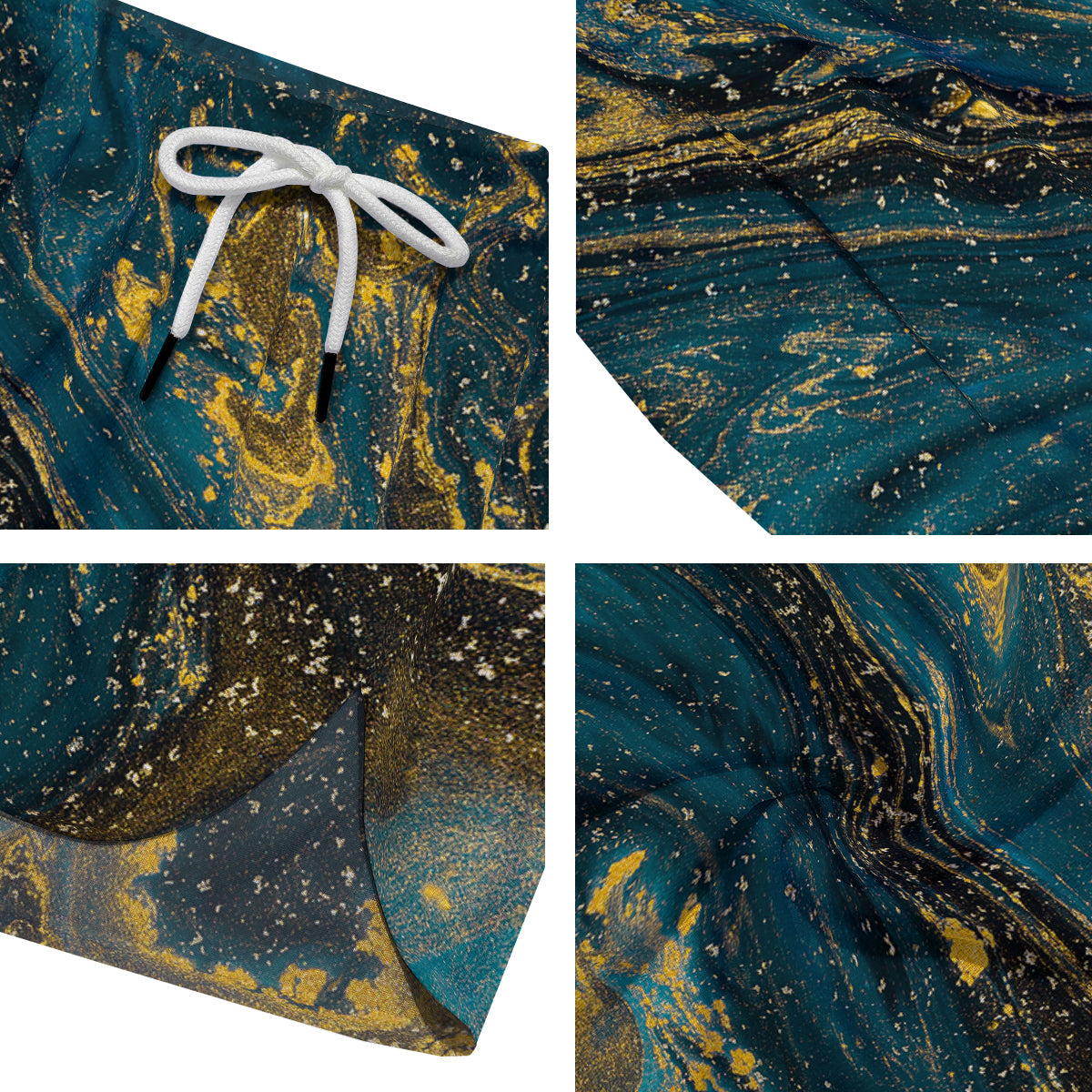 Natural Luxury Blue And Gold Marble Print Men's Running Shorts-grizzshop