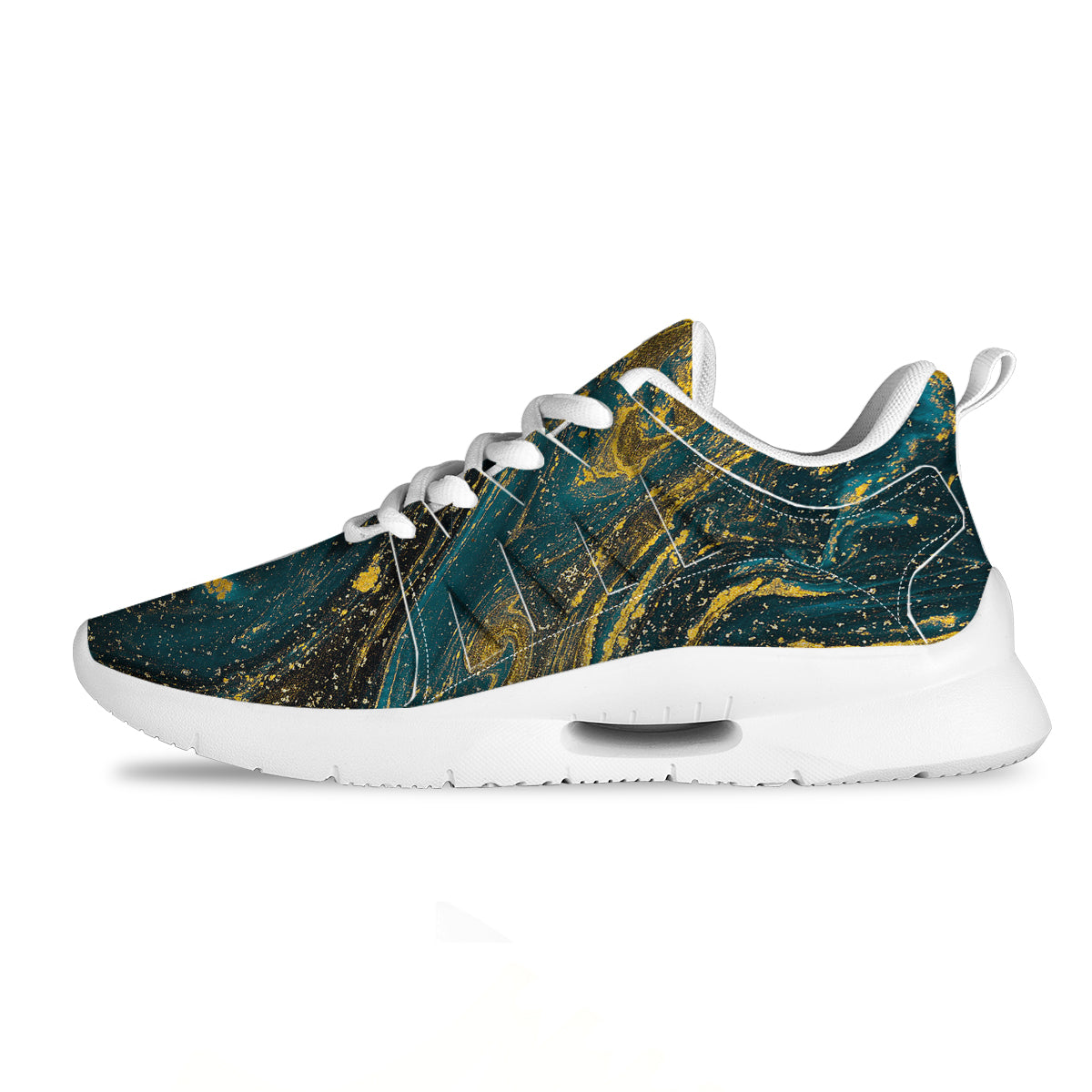 Natural Luxury Blue And Gold Marble Print Tennis Shoes-grizzshop