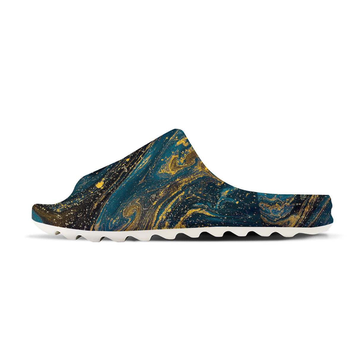 Natural Luxury Blue And Gold Marble Print Sandals-grizzshop