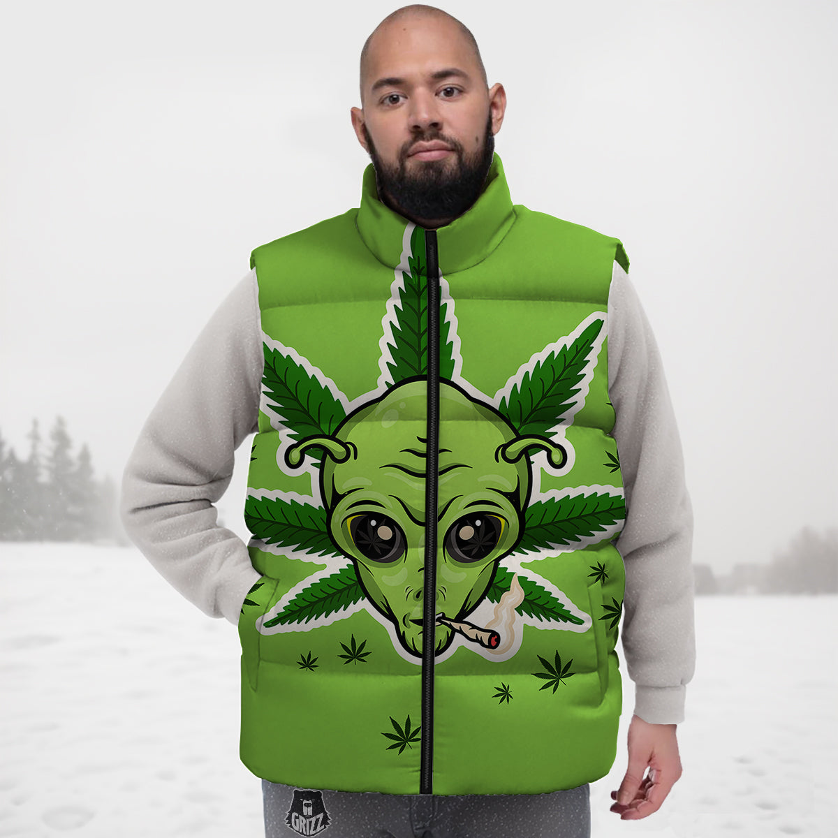 Nautical Anchor Pattern Print Down Vest-grizzshop