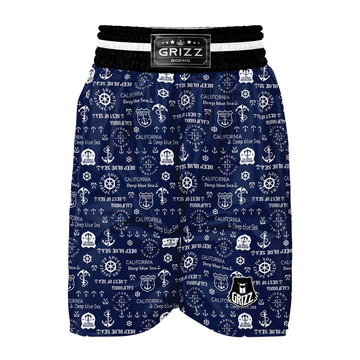 Nautical Anchor Print Pattern Boxing Shorts-grizzshop