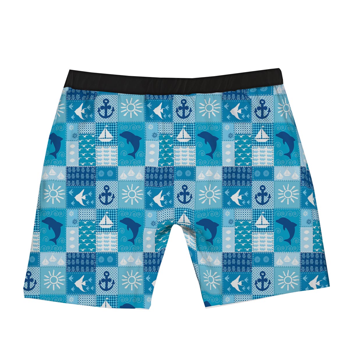 Nautical Sea Animal Patchwork Retro Print Pattern Boxer Briefs-grizzshop