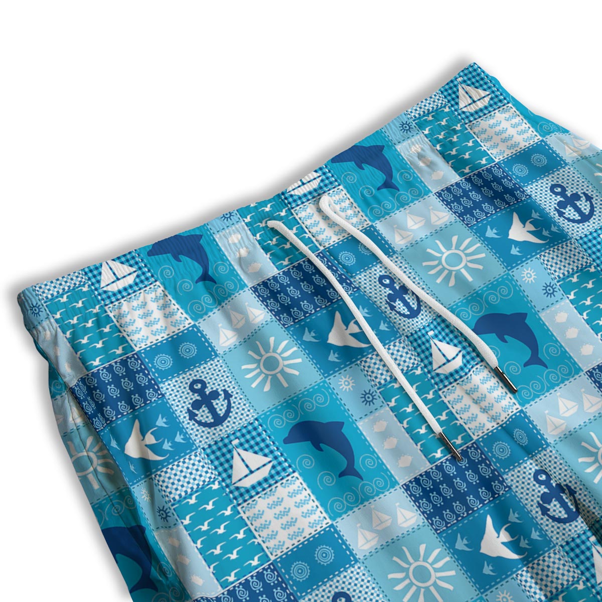 Nautical Sea Animal Patchwork Retro Print Pattern Men's Athletic Shorts
