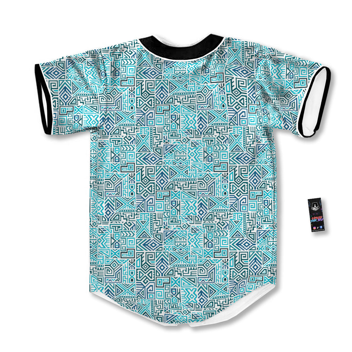 Navajo Ancient Geometric Print Baseball Jersey-grizzshop