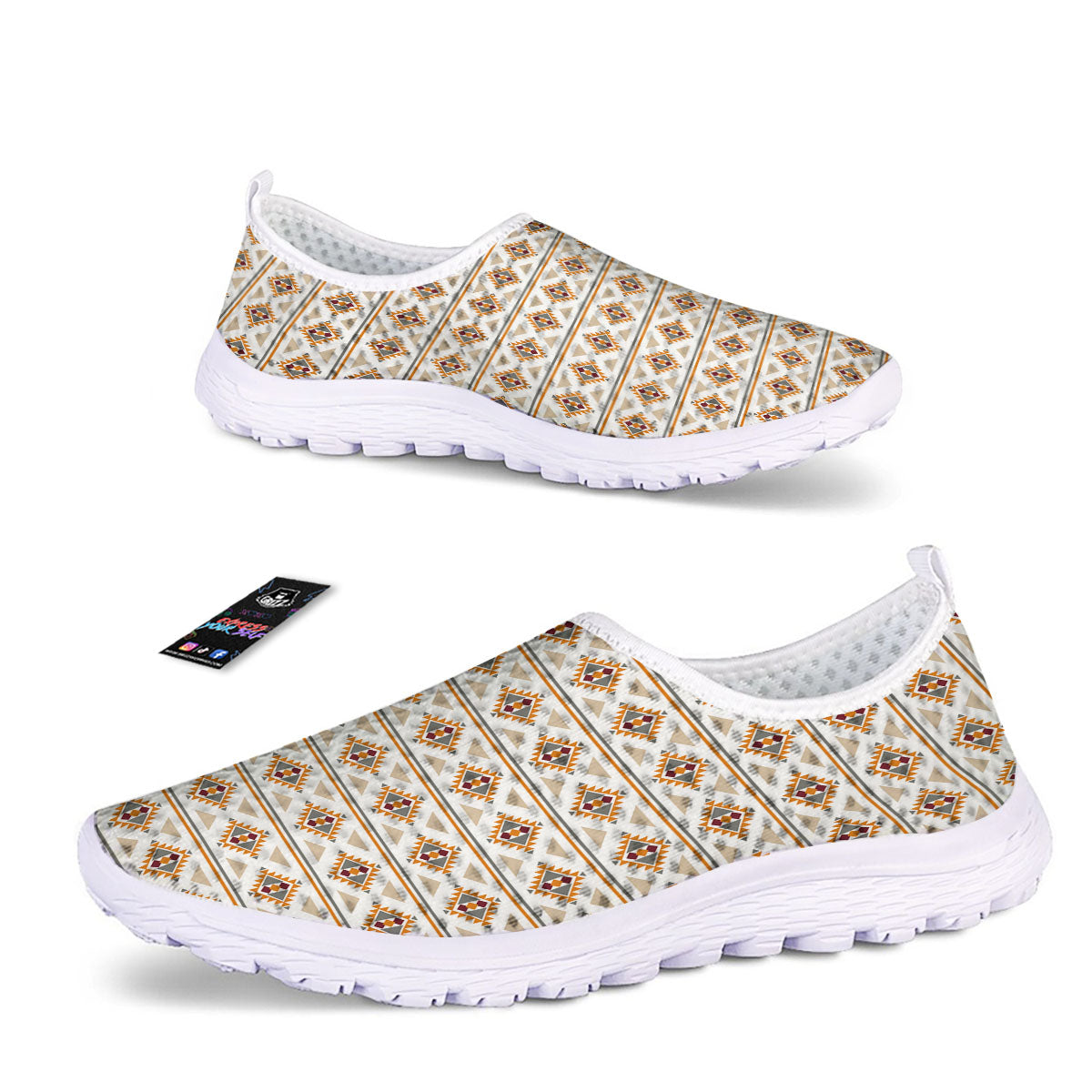 Navajo Ethnic Southwestern Print Pattern Nurse Shoes-grizzshop