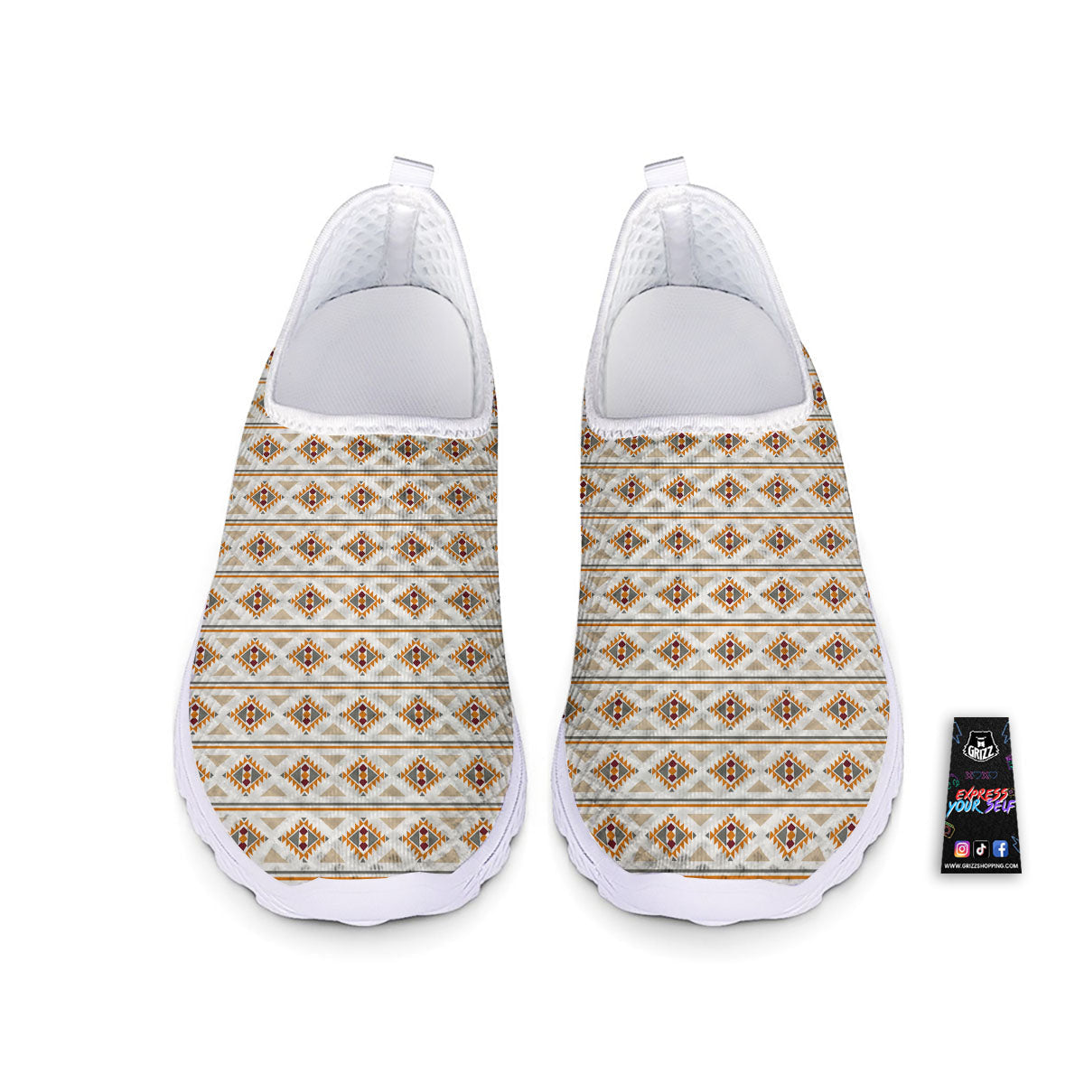 Navajo Ethnic Southwestern Print Pattern Nurse Shoes-grizzshop