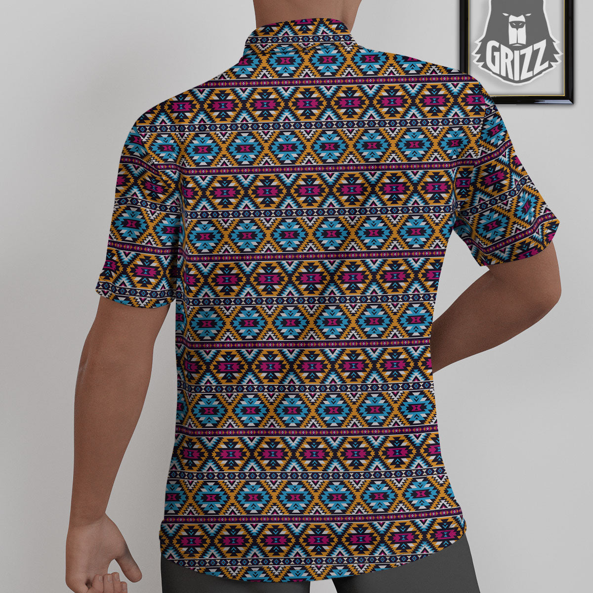 Navajo Geometric Ethnic Print Pattern Untucked Shirts-grizzshop