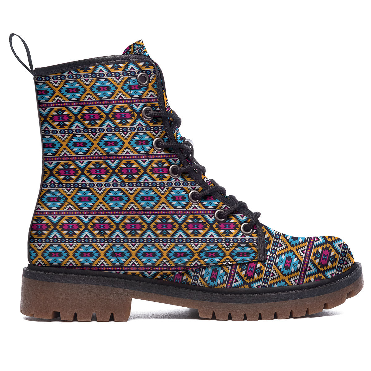 Navajo Geometric Ethnic Print Pattern Work Boots-grizzshop
