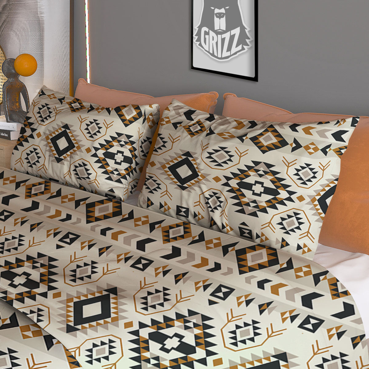 Navajo Geometric Style Print Pattern Duvet Cover Bedding Set