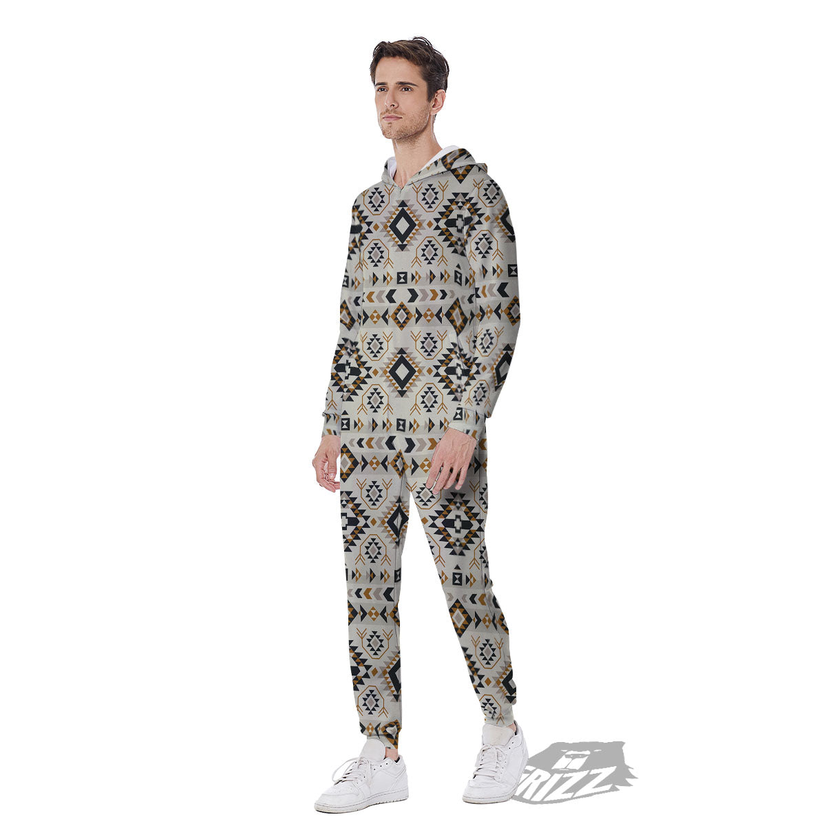 Navajo Geometric Style Print Pattern Men's Jumpsuit-grizzshop