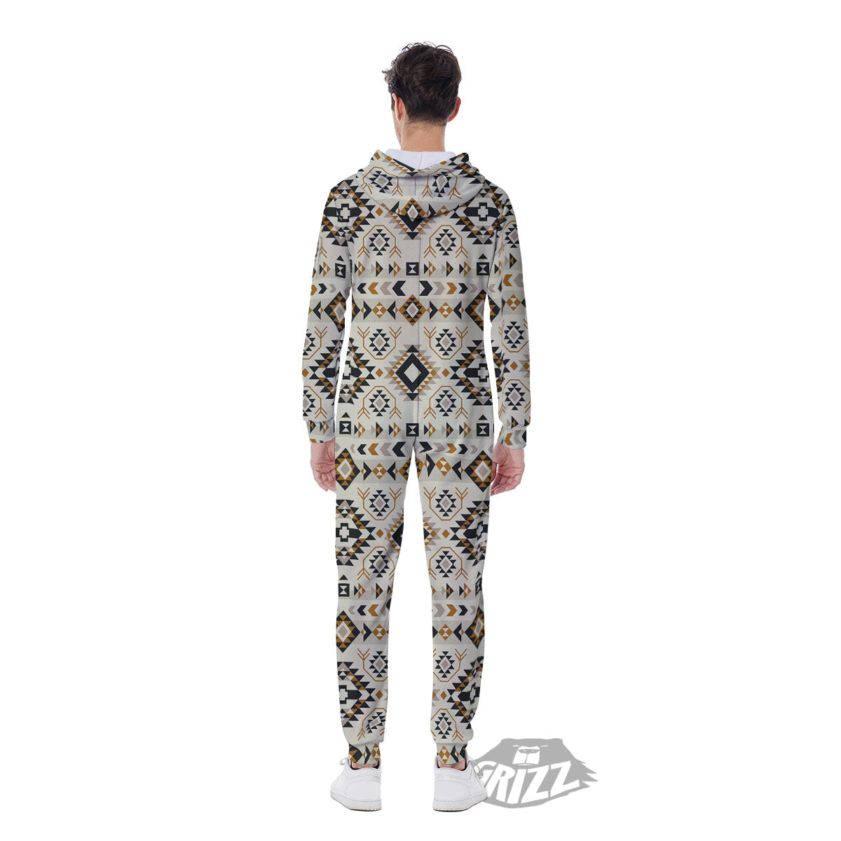 Navajo Geometric Style Print Pattern Men's Jumpsuit-grizzshop