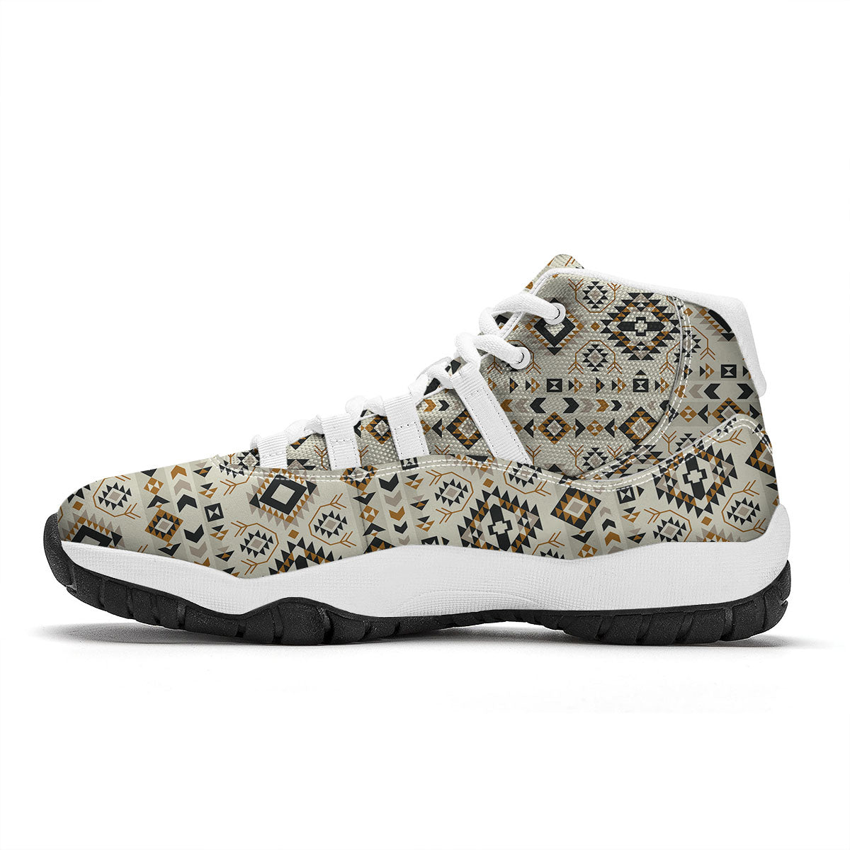 Navajo Geometric Style Print Pattern White Bball Shoes-grizzshop