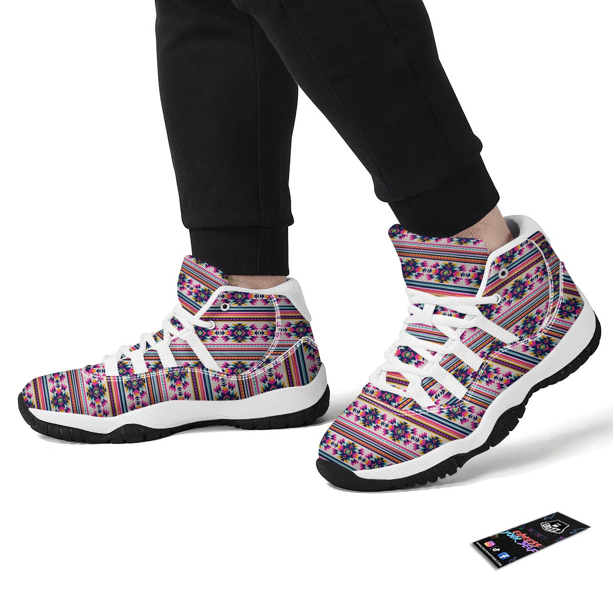 Navajo Native American Indians Aztec Tribal Print White Bball Shoes-grizzshop