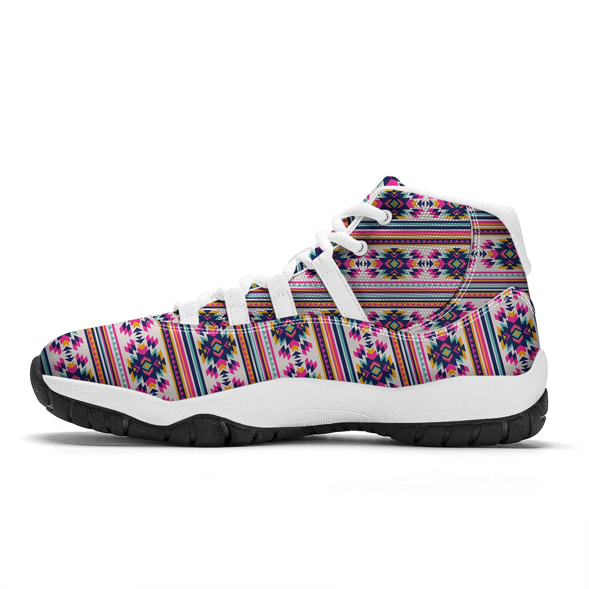 Navajo Native American Indians Aztec Tribal Print White Bball Shoes-grizzshop
